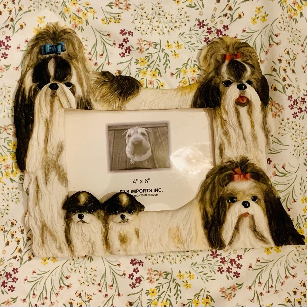 E & S Imports Shih Tzu Photo Frame Ceramic Resin